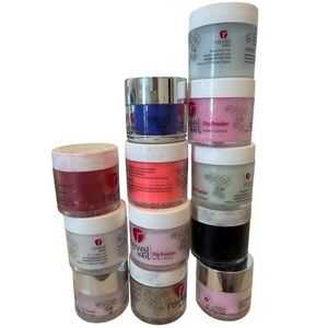 Revel nail dip powder lot of 12 shades mostly full nudes and bright colours